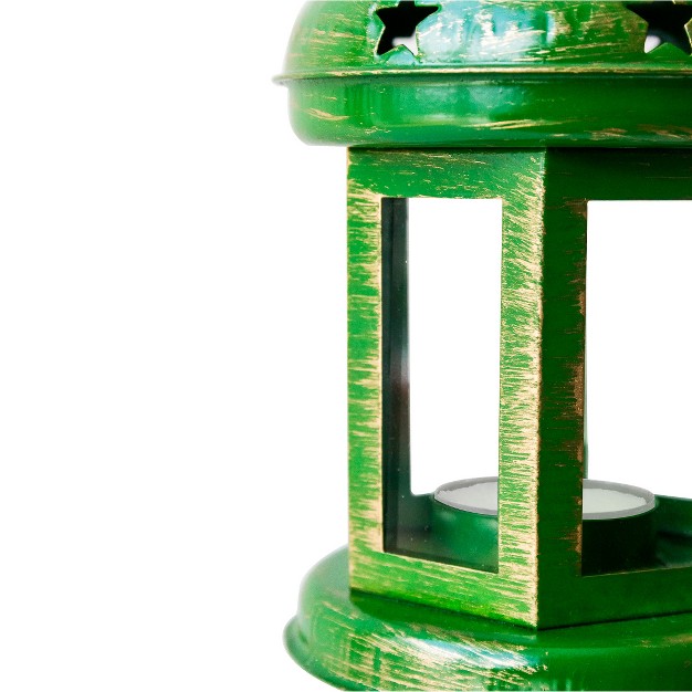 Lexi Home Candle Holder Lantern Hanging Star Style In Green