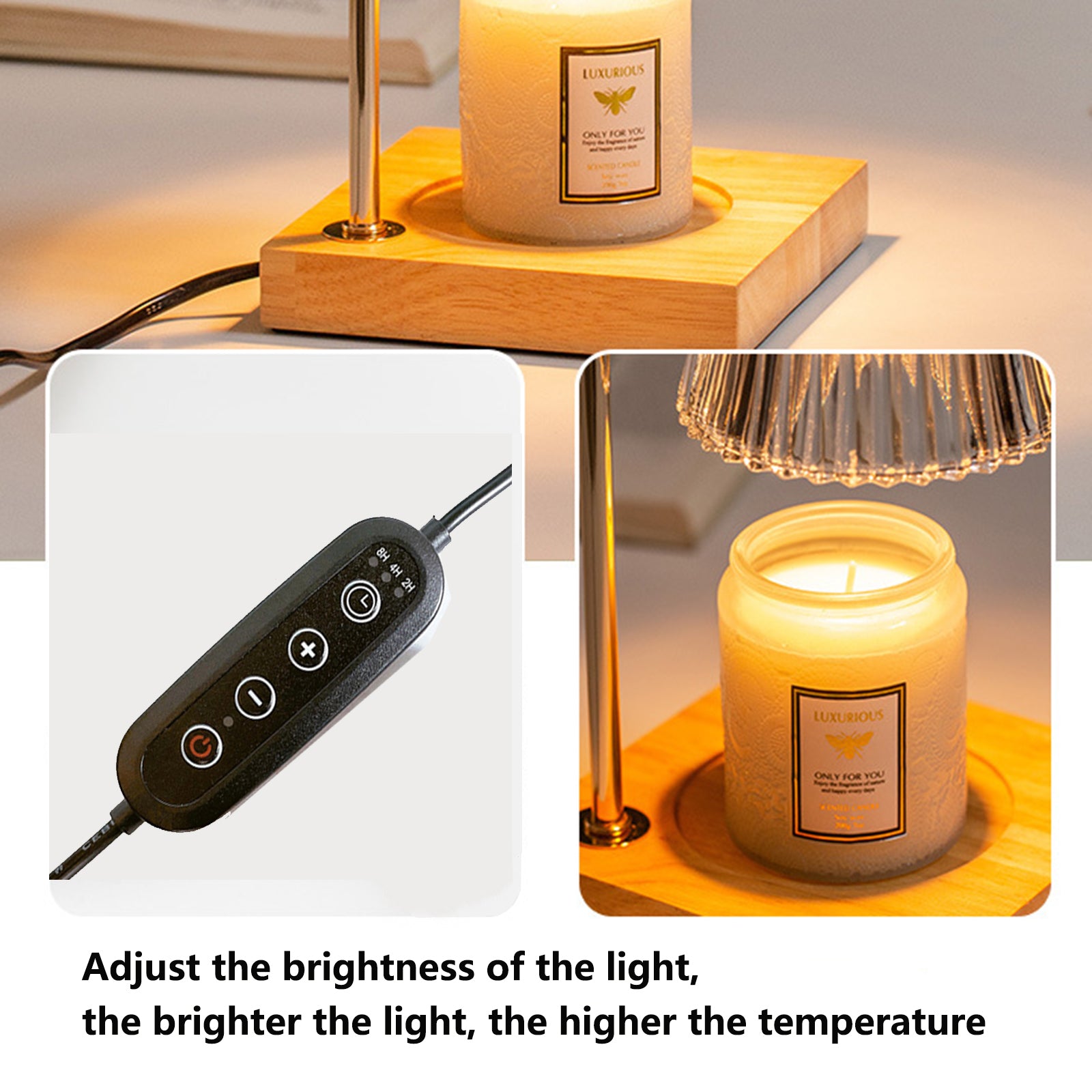 TOPCHANCES Candle Warmer Lamp with 2 Bulbs and Timing Function For Jar Candles Vintage Electric Candle Melter Top Melting for Scented Wax (Transparent， with Timer)