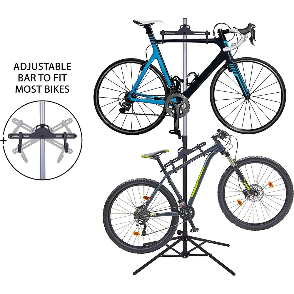 RaxGo Bike Storage Rack  Bicycle Stand for Garage  Adjustable Height  Freestanding  Foldable Design   1 bike