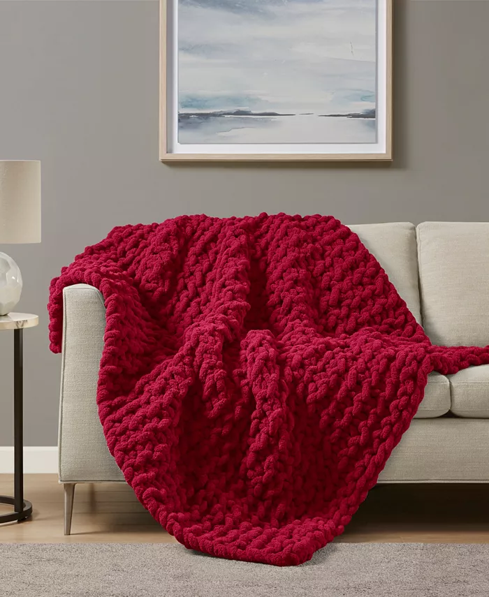 Madison Park Chunky-Knit Chenille Throw， 50