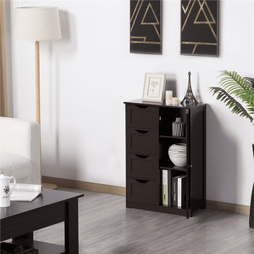 Easyfashion Wooden Bathroom Cabinet Storage Cabinet Espresso