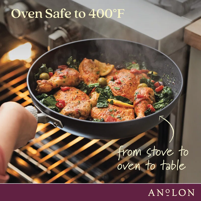 Anolon 82031 Advanced Hard Anodized Nonstick Frying Pan/ Fry Pan/ Saute Pan/ All Purpose Pan with Lid - 12 Inch， Gray