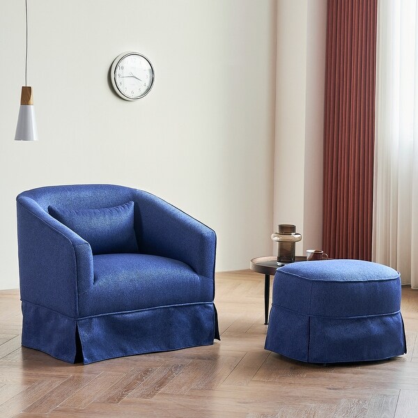 Swivel Barrel Chair With Ottoman，Swivel Accent Chairs Armchair for Living Room