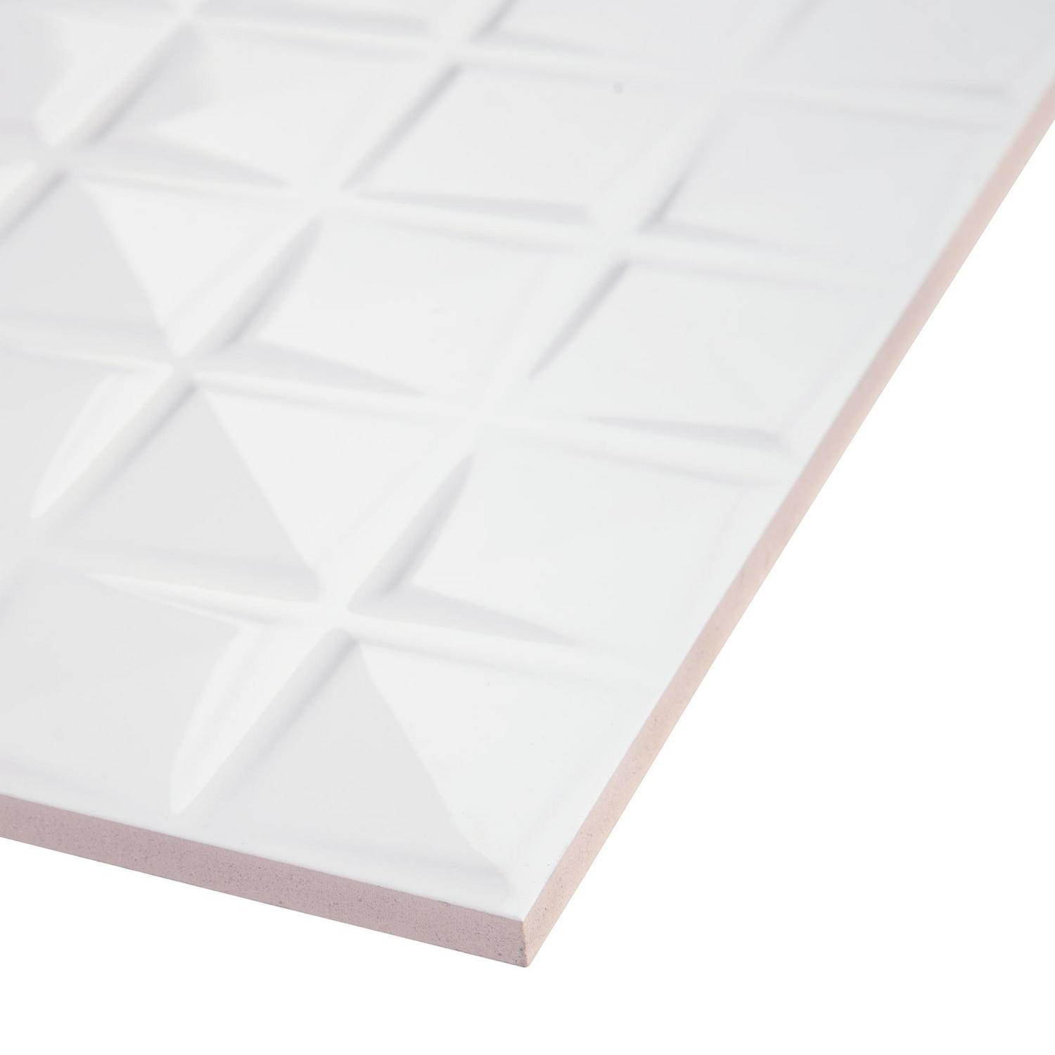 Dymo Chex White Glossy 12 in. x 36 in. Glazed Ceramic Wall Tile ( 18 sq.ft. / case )