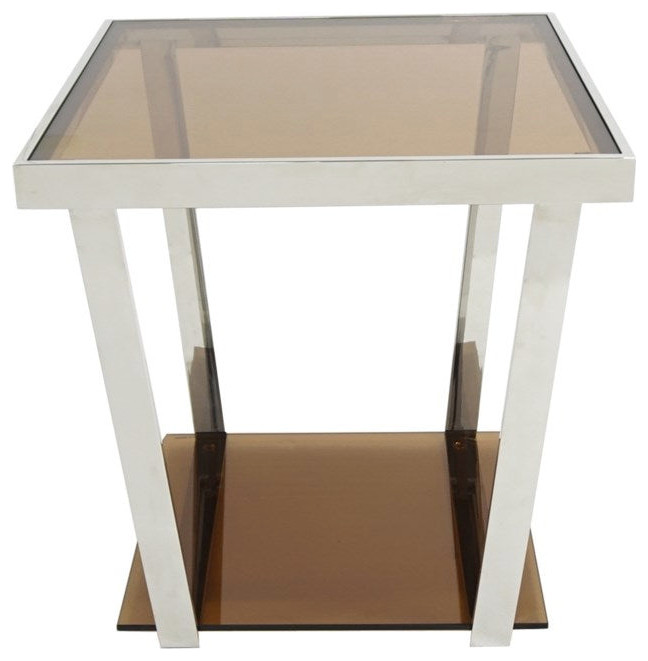 Simona End Table  8Mm Brownish Gold Glass Top and Bottom   Contemporary   Side Tables And End Tables   by V.S.D Furniture  Houzz