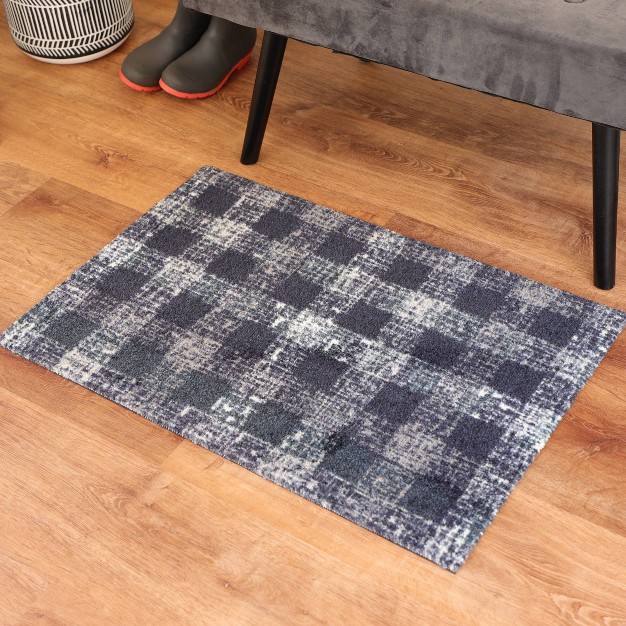 2 x27 x3 x27 Colorstar Sketch Plaid Door Mat Blue Bungalow Flooring