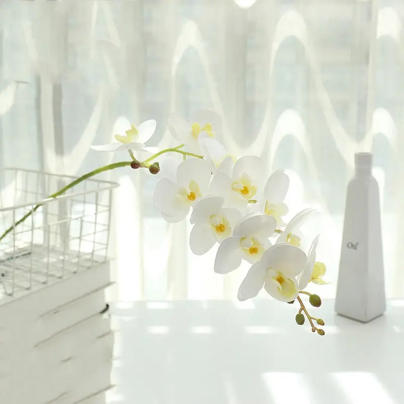 Artificial Flowers Arrangements Realistic White Phalaenopsis Orchid for Home Living Room Office Bedroom Bathroom Kitchen Dining