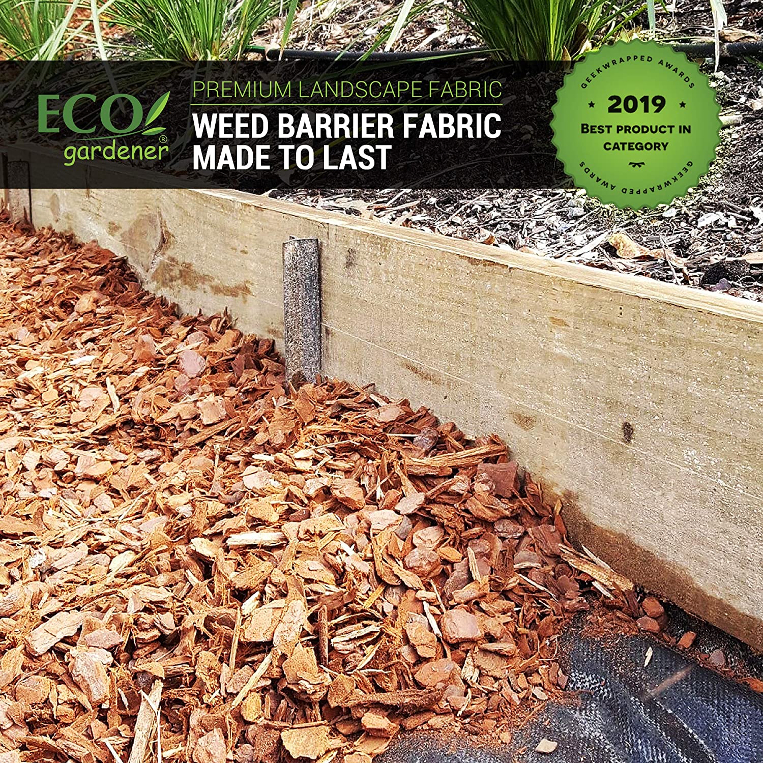 ECOgardener Premium 5oz Pro Garden Weed Barrier Landscape Fabric Durable & Heavy-Duty Weed Block Gardening Mat, Easy Setup & Superior Weed Control, Eco-Friendly & Convenient Design, 3ft x 250ft