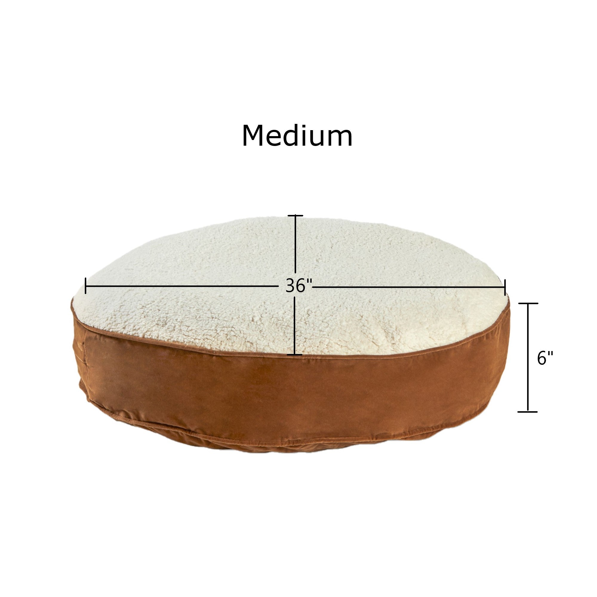 Happy Hounds Scout Sherpa Round Pillow Dog Bed, Latte, Medium (36 x 36 in.)