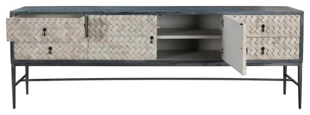 Long Narrow Braided Media Cabinet   Industrial   Media Cabinets   by Design Mix Furniture  Houzz