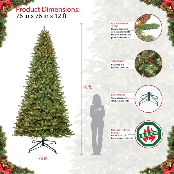 Puleo International PreLit 12' Berkshire Fir Artificial Christmas Tree