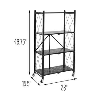 Honey-Can-Do 4-Tier Steel Collapsible 4-Wheel Utility Cart in Black SHF-09576