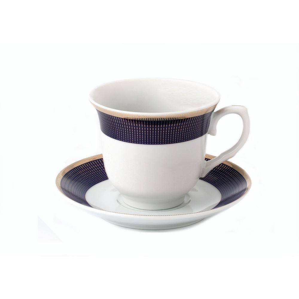 Lorren Home Trends Lorren Home 8 oz. Porcelain TeaCoffee Set Service for 4-BlueGold Midnight-4