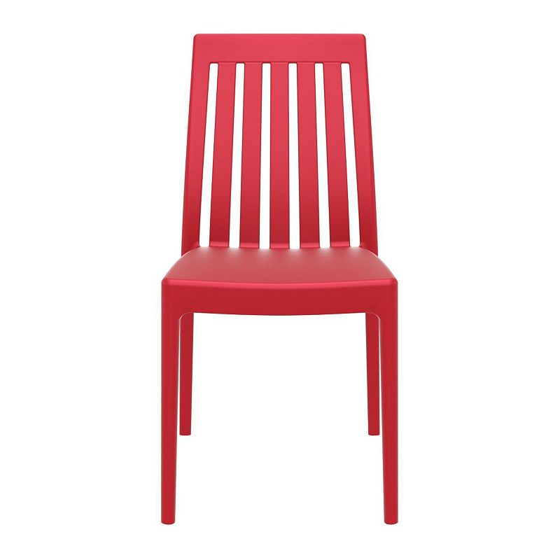 35 Red High Back Stackable Outdoor Patio Dining Chair