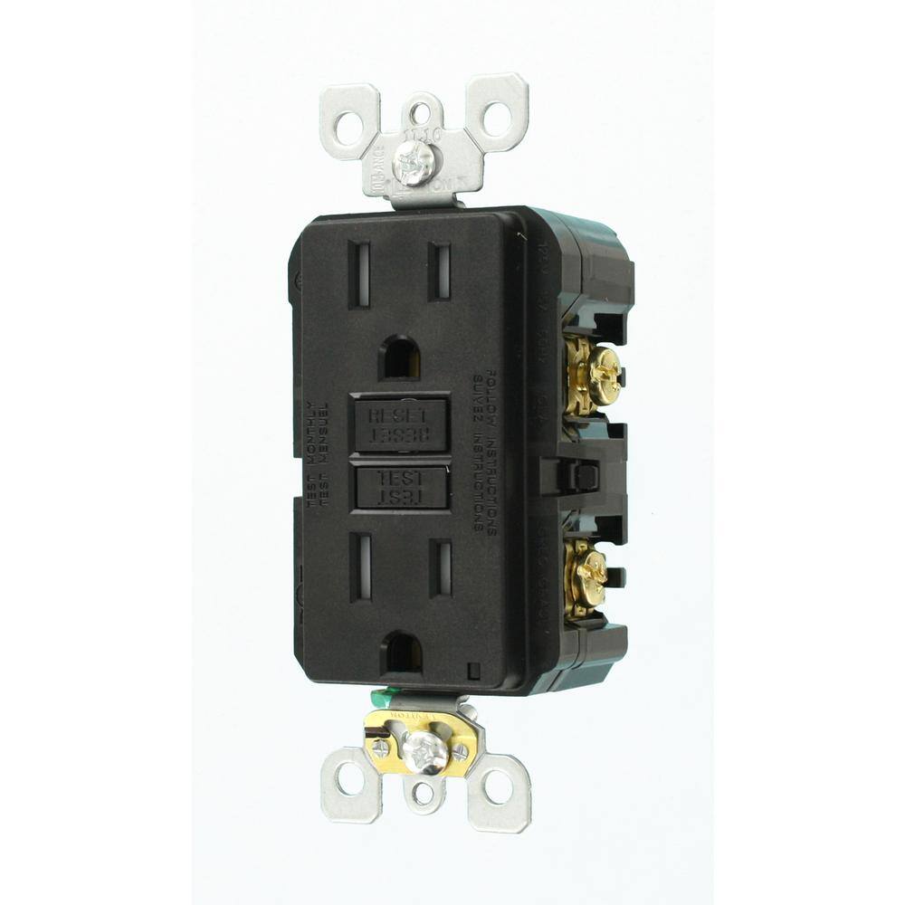 Leviton 15 Amp 125-Volt Duplex SmarTest Self-Test SmartlockPro Tamper Resistant GFCI Outlet Black R95-GFTR1-0KE