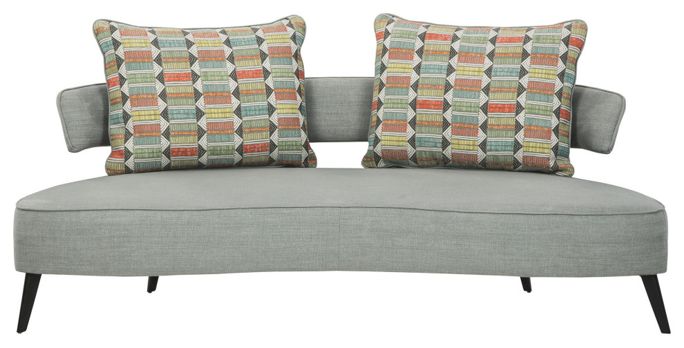 Fabric Upholstered Split Back Curved Sofa With Metal Legs  Gray   Midcentury   Sofas   by VirVentures  Houzz