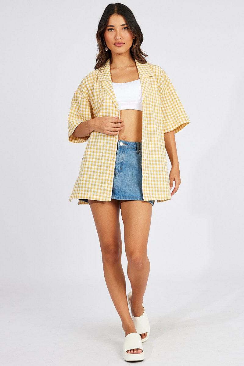 Yellow Check Shirt Short Sleeve