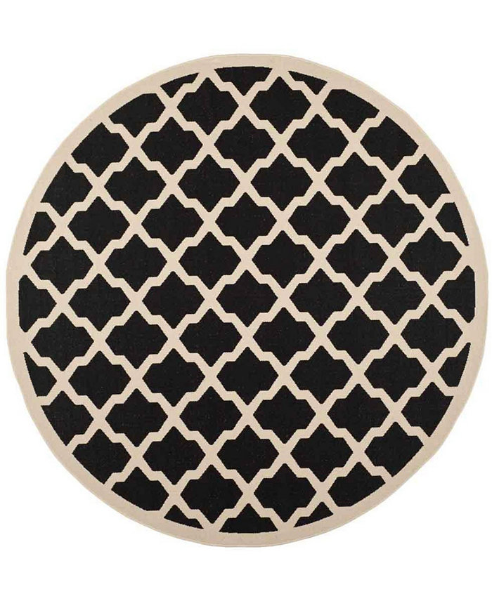 Safavieh Courtyard CY6903 Black and Beige 5'3 x 5'3 Sisal Weave Round Outdoor Area Rug