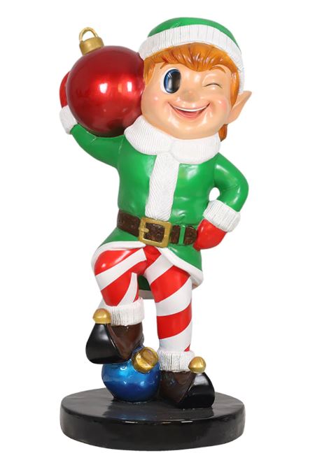 3 FT Elf Boy Holding Ball Ornament