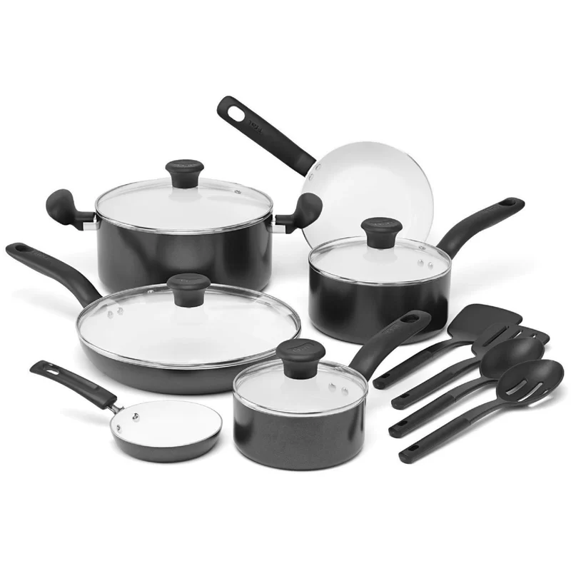 T-Fal Initiatives 14 Piece Aluminum Non Stick Cookware Set