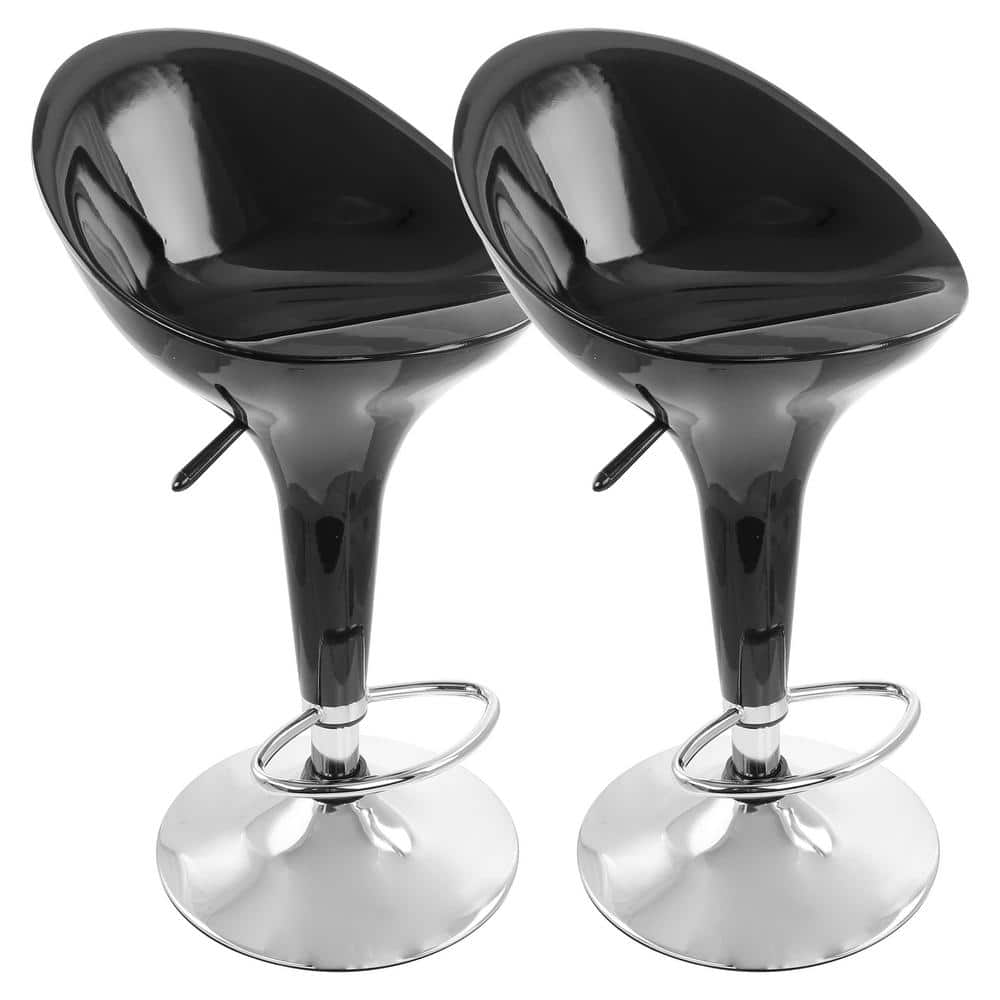 Elama 2-Piece Modern Bombo Adjustable 30.31 in. Bar Stool in Black with Chrome Base 985116247M