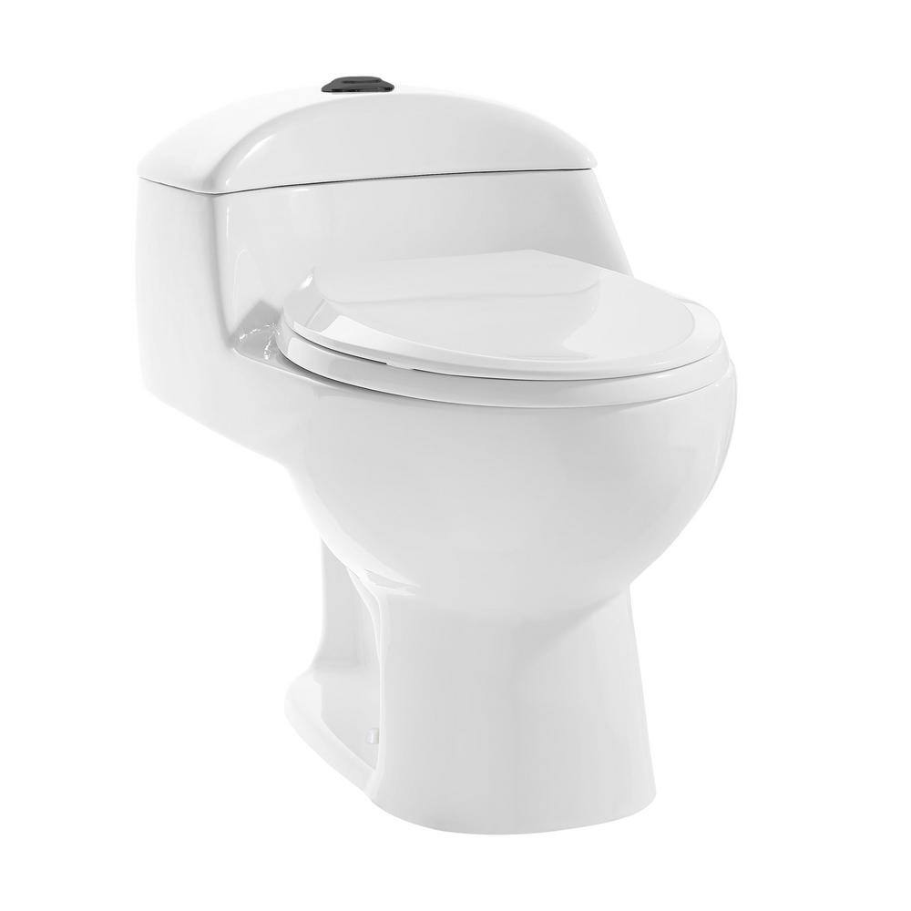 Swiss Madison Chateau 1-piece 1.11.6 GPF Dual Flush Elongated Toilet in Glossy White with Black Hardware Seat Included SM-1T803HB