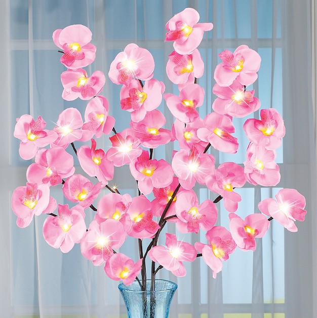 Collections Etc 2pcs Lighted Orchid Branches