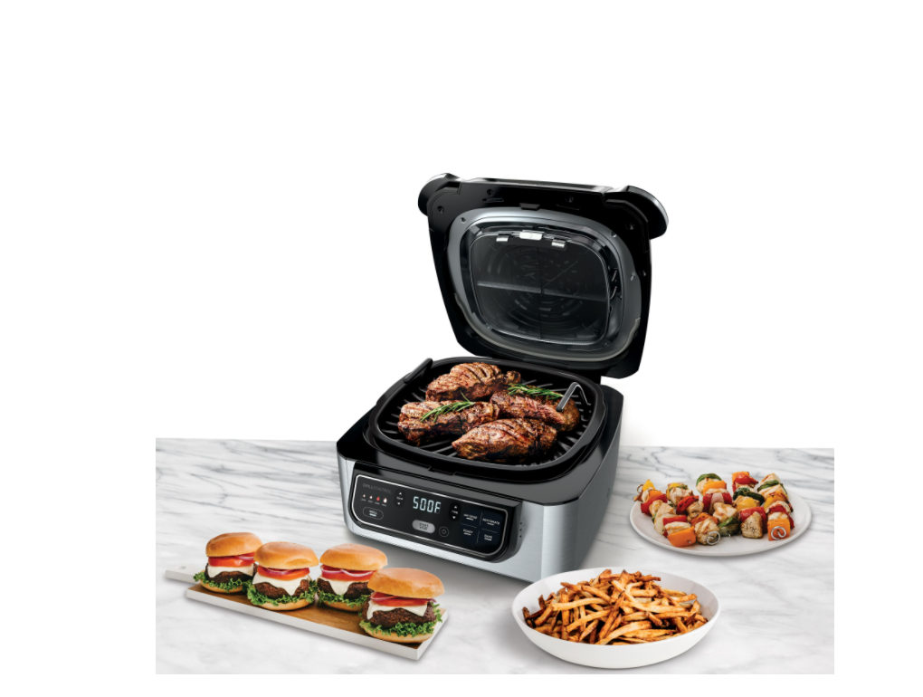 NINJA AG301 Foodi 5-in-1 Indoor Grill with 4 Qt. Air Fryer， Roast， Bake， Dehydrate and Cyclonic Grilling