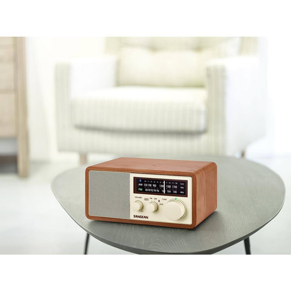 Sangean FMAMAux-inBluetooth Wooden Cabinet Radio with USB Phone Charging Port WR-16