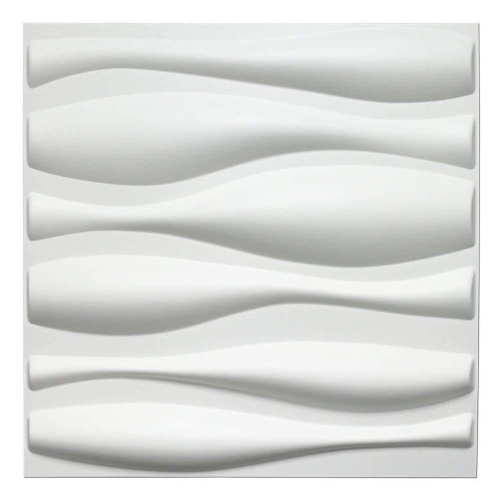 Art3d 19.7 in. x 19.7 in. White PVC 3D Wall Panels Wave Wall Design (12-Pack) A10002