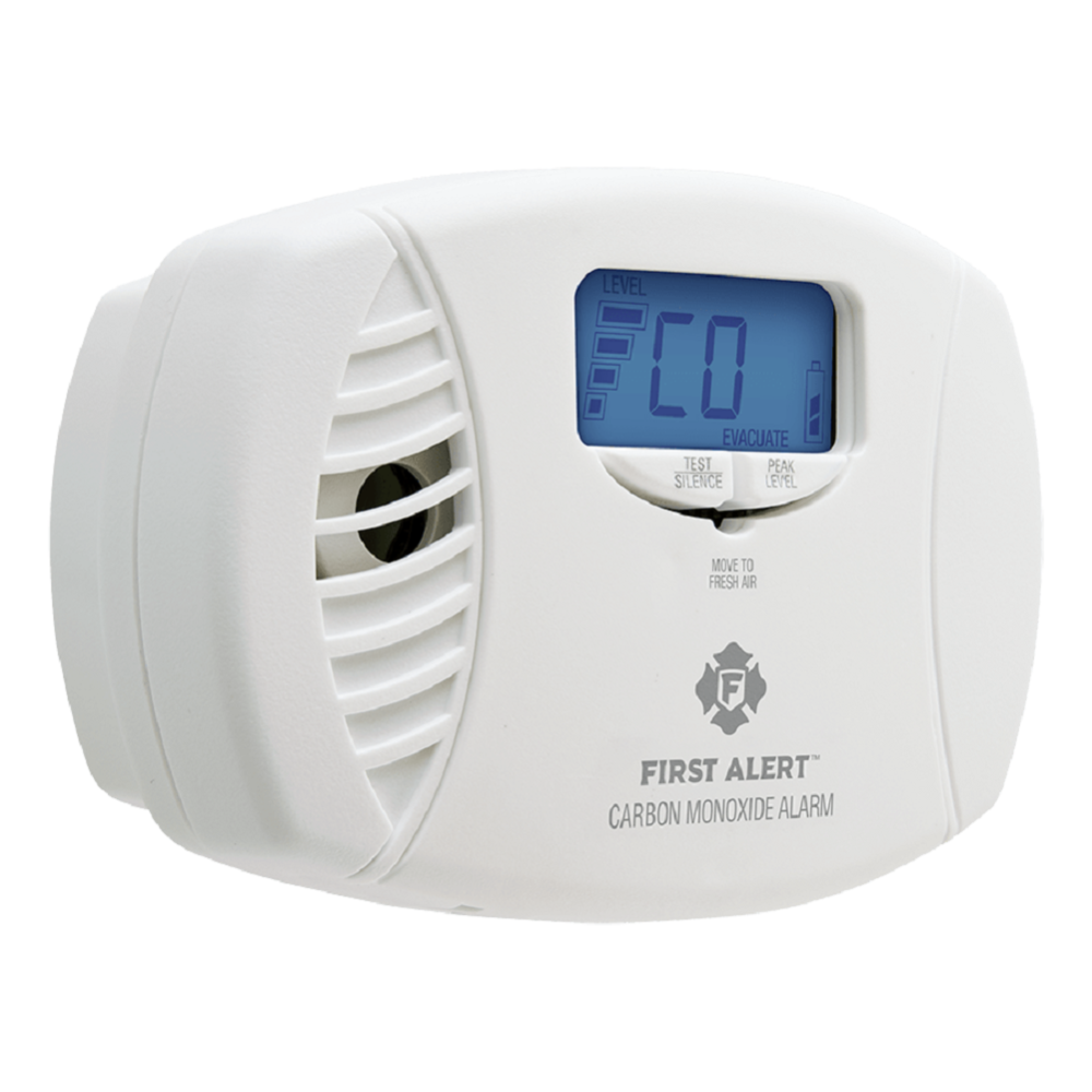 Dual-Power Carbon Monoxide Plug-In Alarm with Battery Backup and Digital Display ;