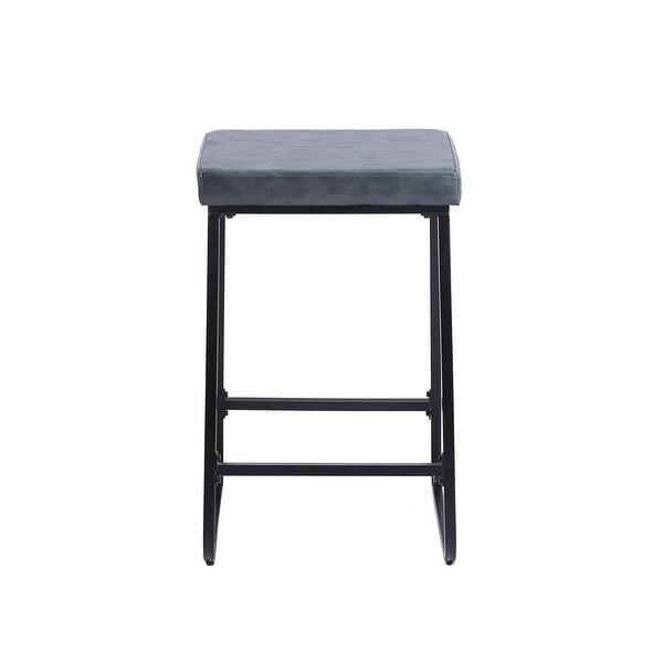 Porthos Home Senga Bar Stools Set of 2， PU Leather， Iron Legs