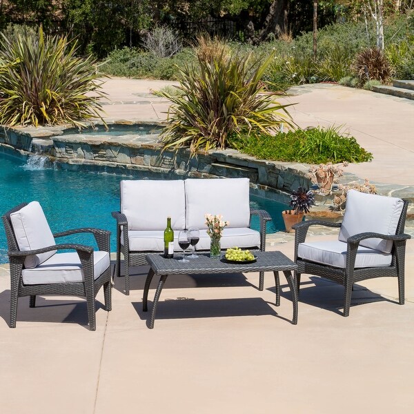 Honolulu Outdoor 4piece Cushioned Wicker Seating Set by Christopher Knight Home