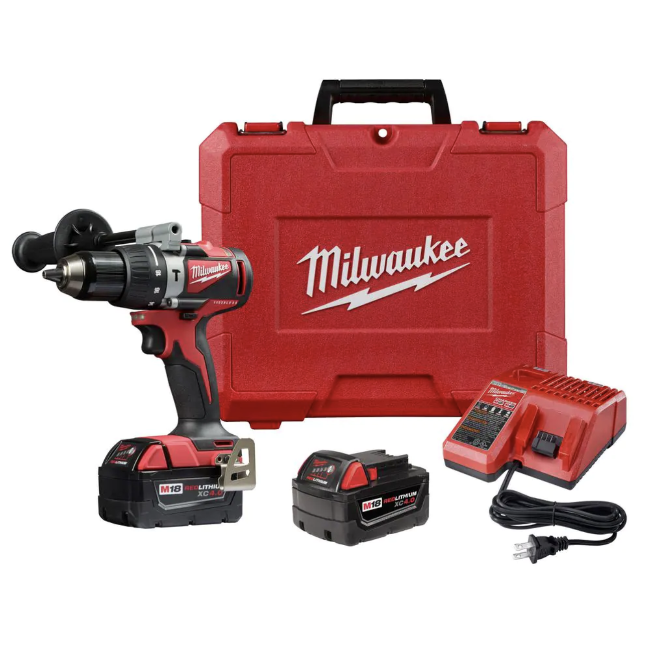 Milwaukee M18 18V Lithium-Ion Brushless Cordless 1/2 in. Compact Hammer Drill/Driver Kit 2902-22