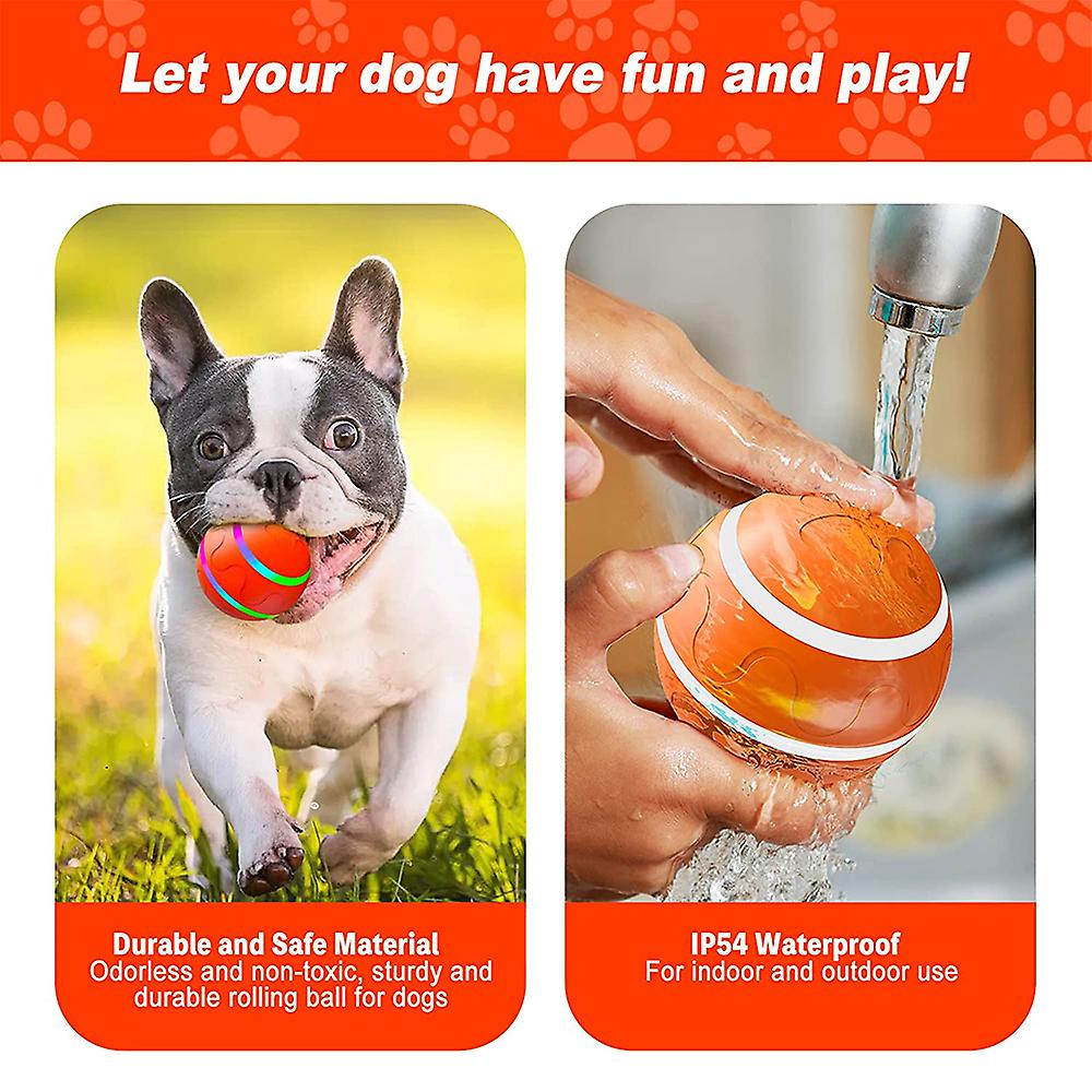 Interactive Dog Ball Toy， Auto Active Rolling Ball For Dogs， Rechargeable Self Rolling Ball Dog Toy With 2 Modes， Motion Activated Remote Control Dog