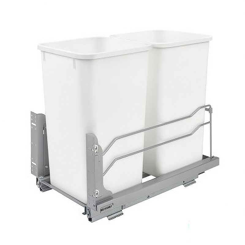 Rev-A-Shelf Double Pull Out Trash Can 27 Qt with Soft-Close， 53WC-1527SCDM-211