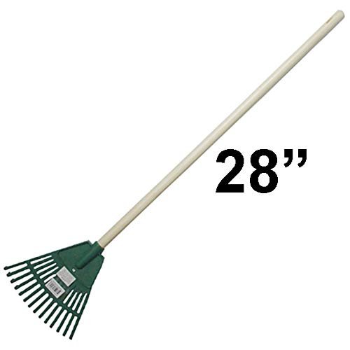 Kids 14ft. Garden Leaf Rake Tool Lawns a Yards with 72/C Wooden Handle Sweep Fall Leaves Easy Grip Handle - Green-28