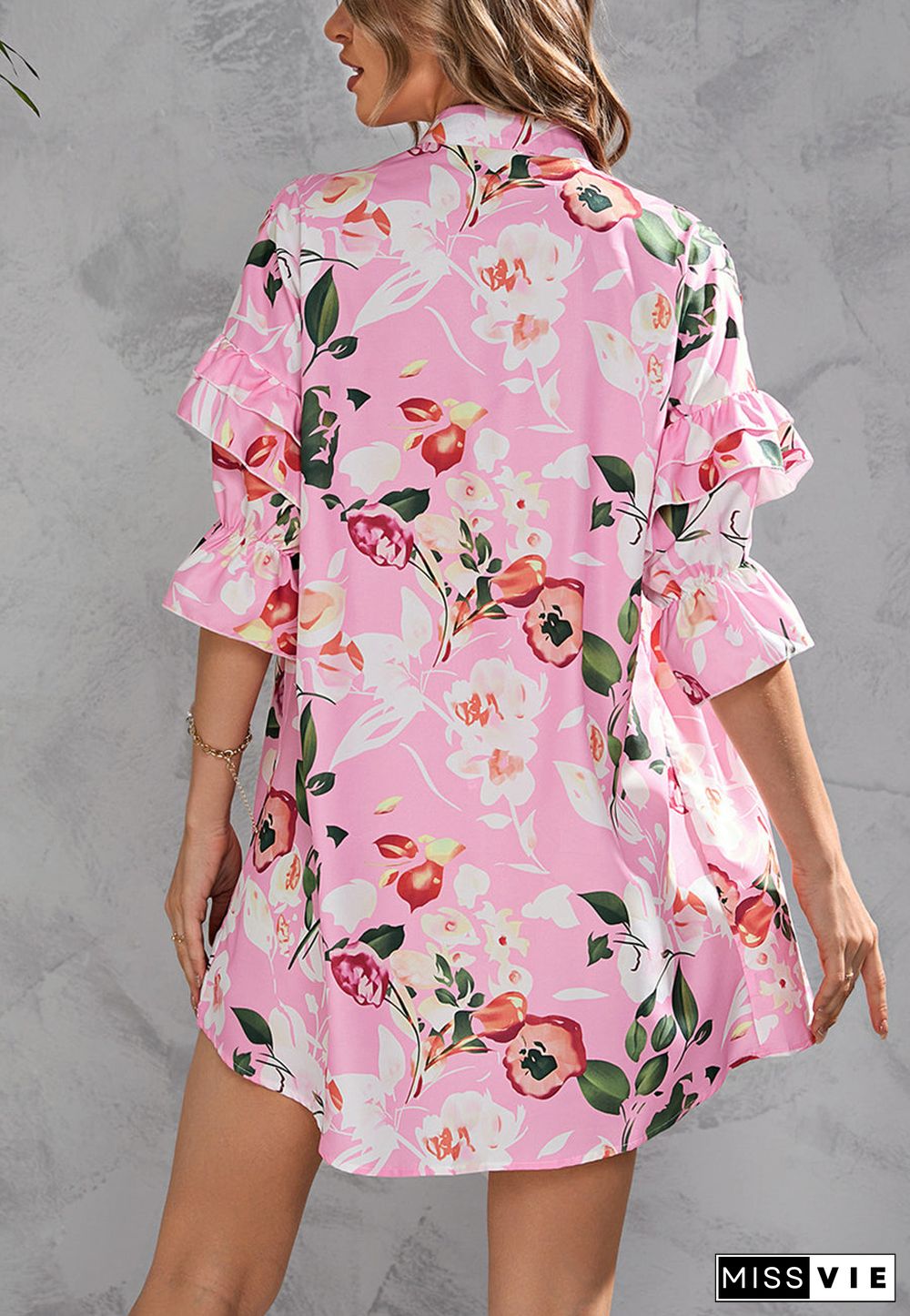 Printed Front Down Button Dress