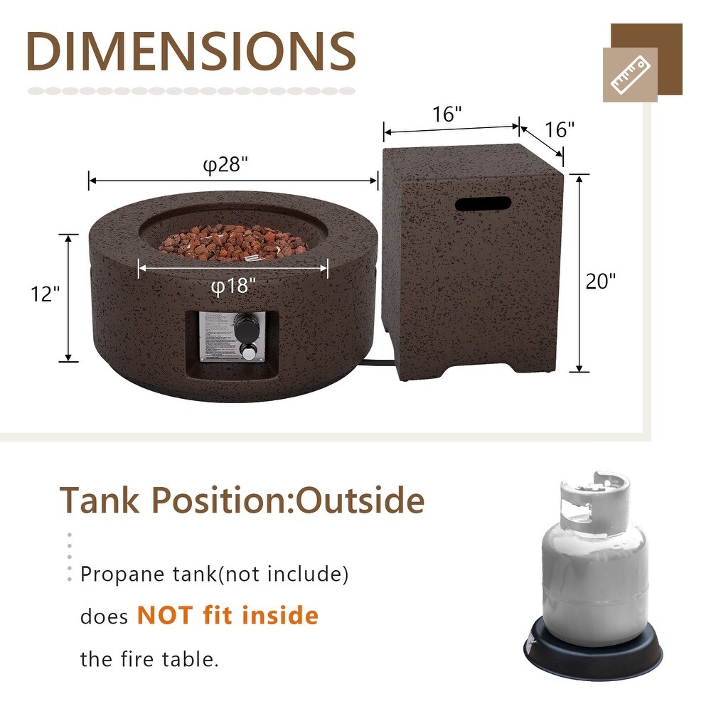 COSIEST 2 Piece Outdoor Round Firepit with Tank Cover Table   28\