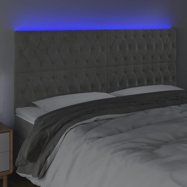 vidaXL LED Headboard Dark/Light Gray multisize Velvet - - 37421088