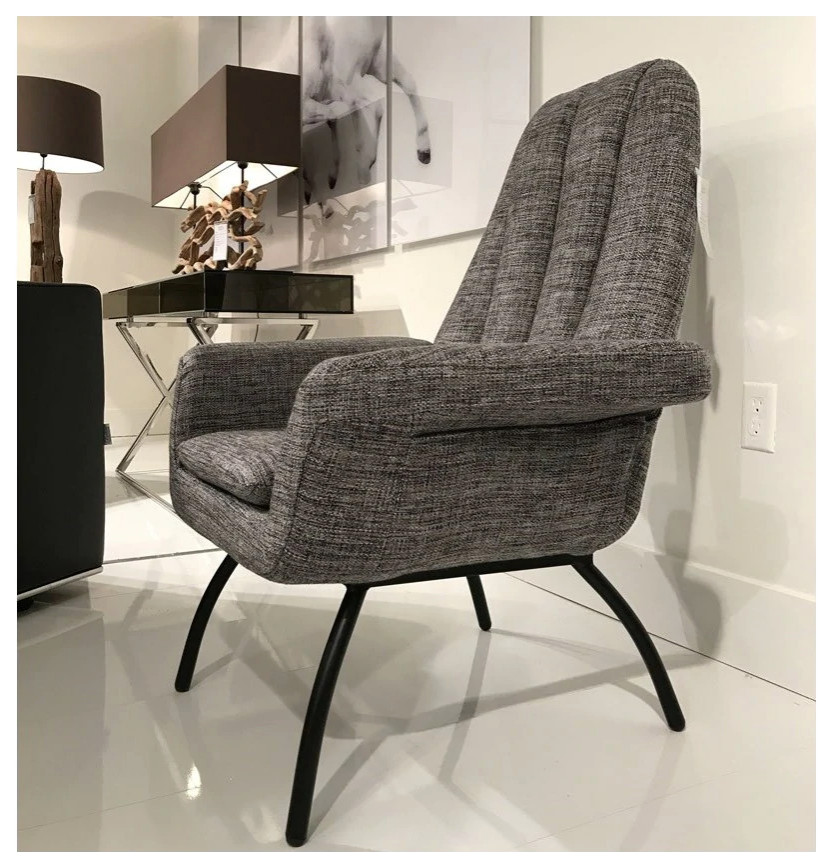 Divina Accent Chair  Dark Gray Linen   Midcentury   Armchairs And Accent Chairs   by Peachtree Fine Furniture  Houzz