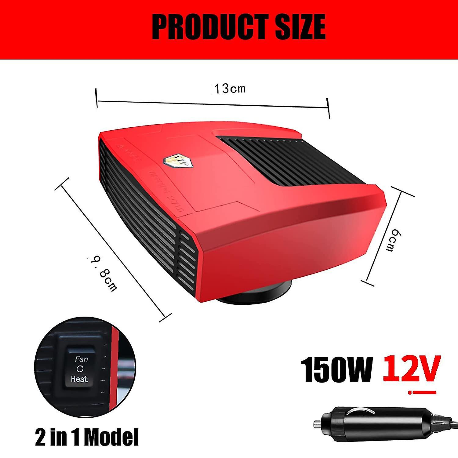 Miman Car Heater Portable Fan，fast Heating Quickly Defrost Defogger， Car Heater 12v/150w