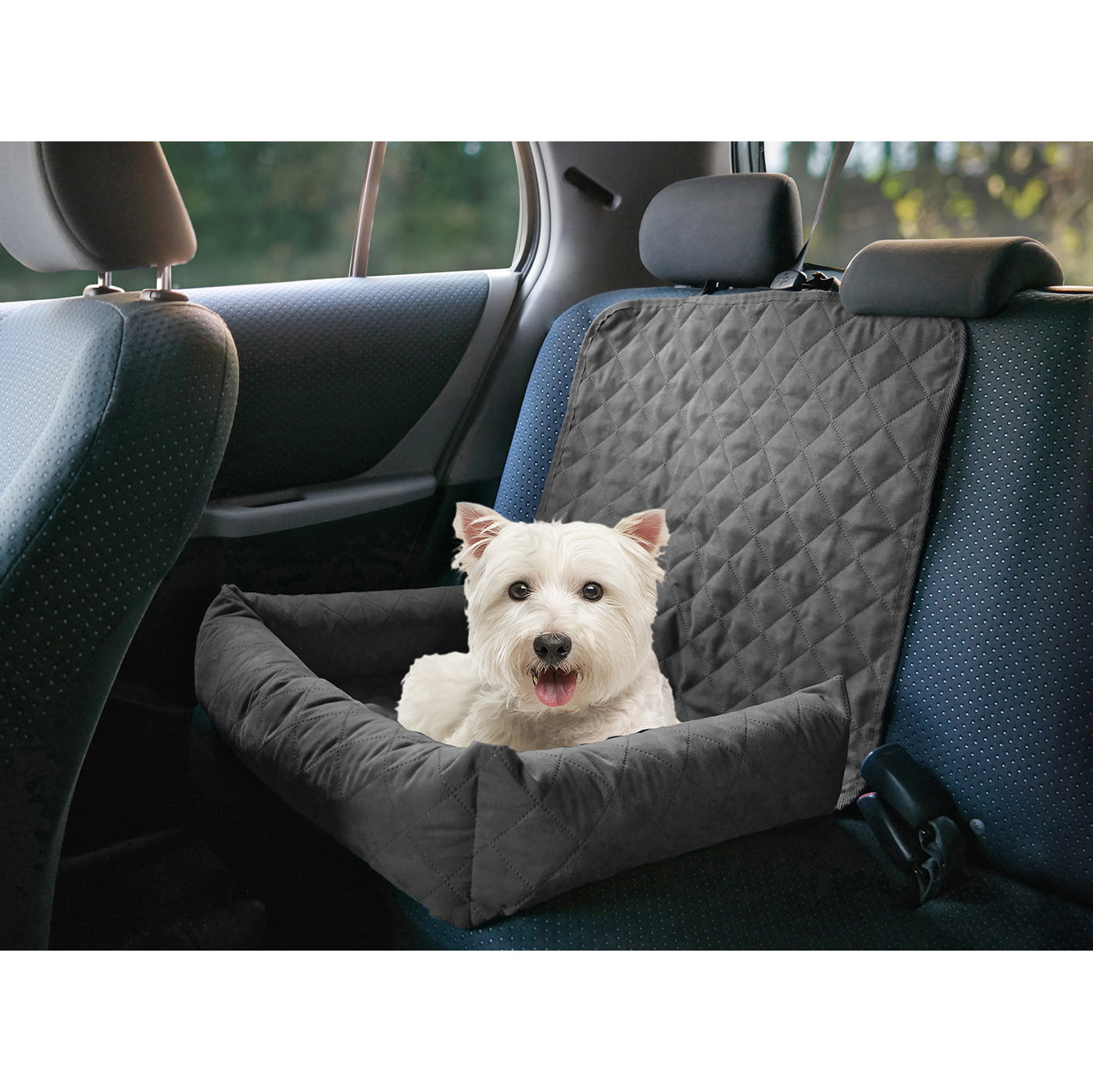 Precious Tails Co-Pilot Bolster Dog Car Seat Cover， Grey， Large， 39