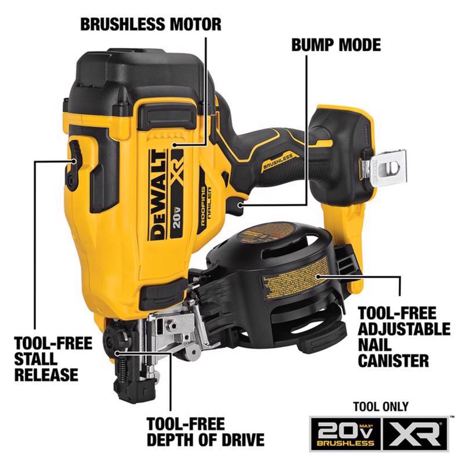 DW 20V Max Cordless 15 deg Roofing Nailer 20 V