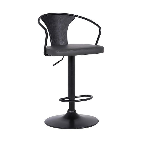 Adjustable Leatherette Swivel Barstool with Curved Back - 34.5 H x 20 W x 19 L Inches