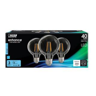 Feit Electric 40-Watt Equivalent G25 Dimmable Filament ENERGY STAR Clear Glass LED Light Bulb Daylight (3-Pack) G2540950CAFIL3RP