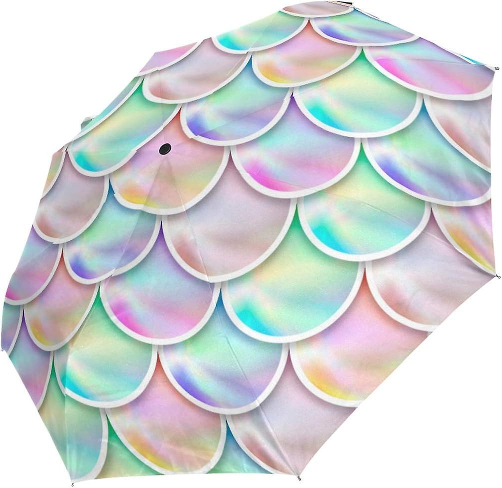 Travel Umbrella Automatic Windproof Foldable Umbrella Changable Pastel Mermaid Scales