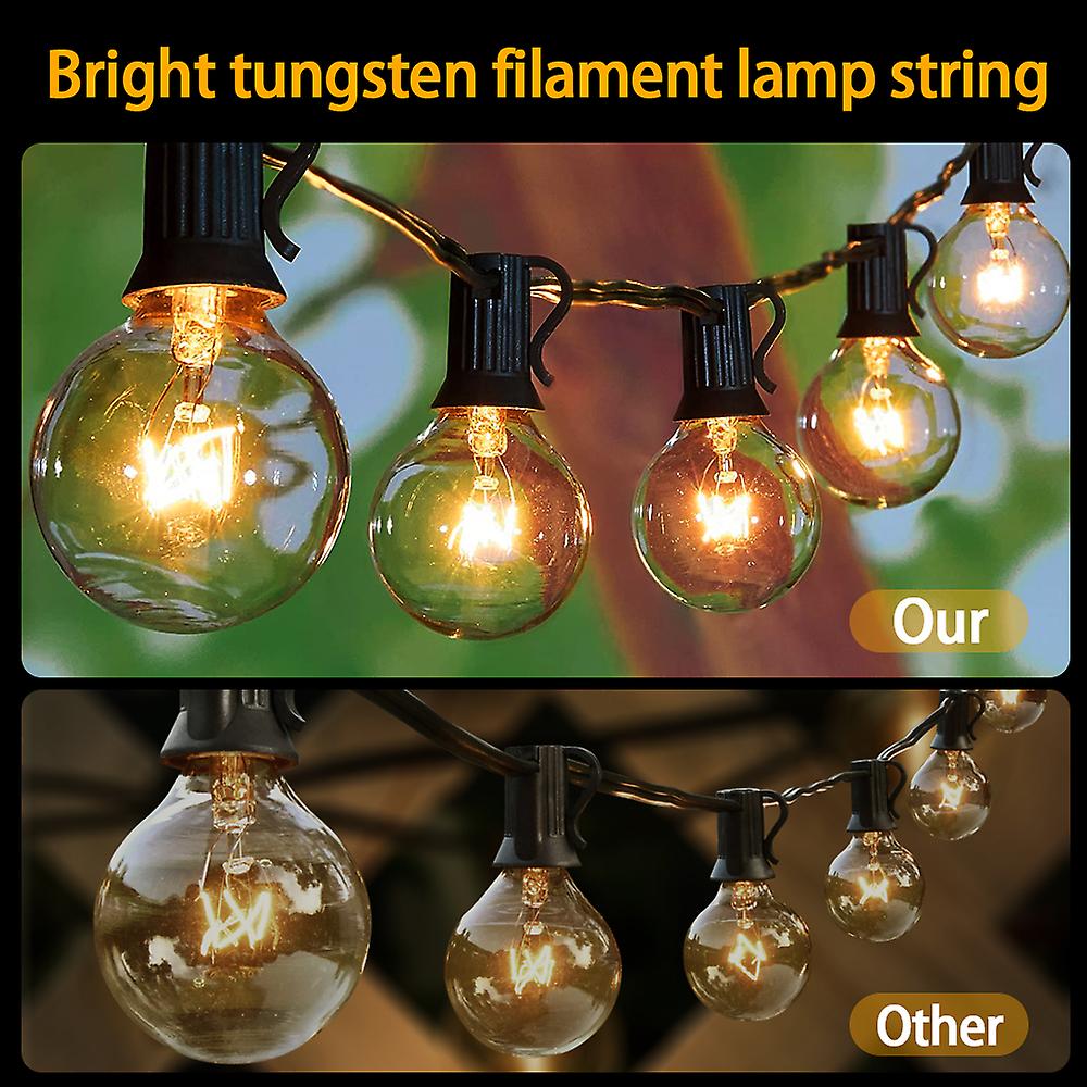 Outdoor String Lights ， G40 Globe Patio Lights With Edison Glass Bulb， 220v Waterproof Connectable Hanging Light， E12