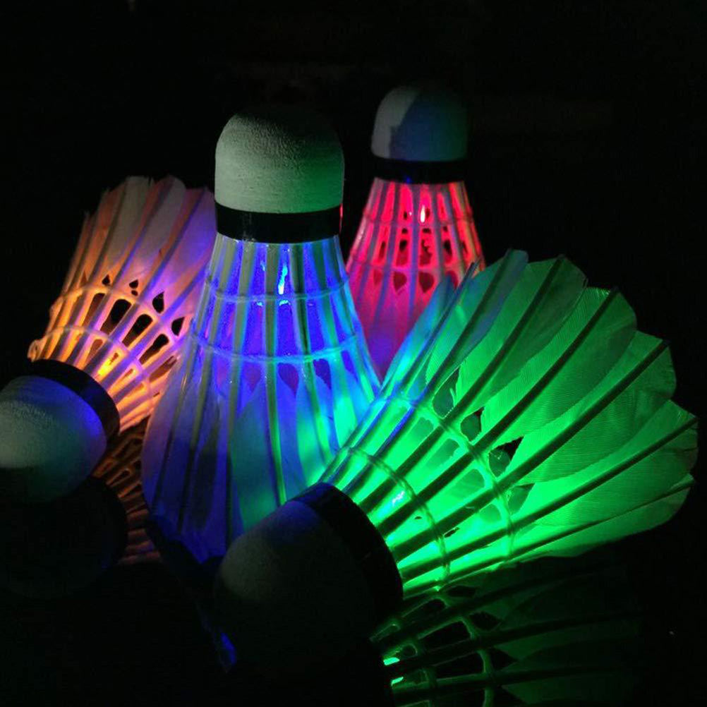 OUNONA 4pcs Novelty Sports Dark Night LED Glowing Light-up Badminton Birdies Shuttlecocks