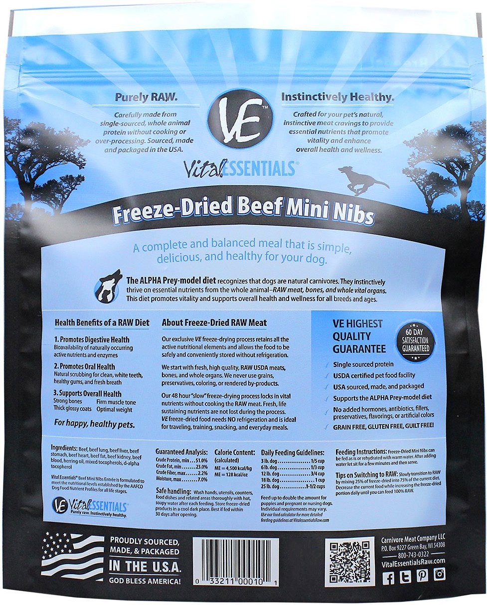 Vital Essentials Beef Entree Mini Nibs Grain Free Freeze Dried Raw Dog